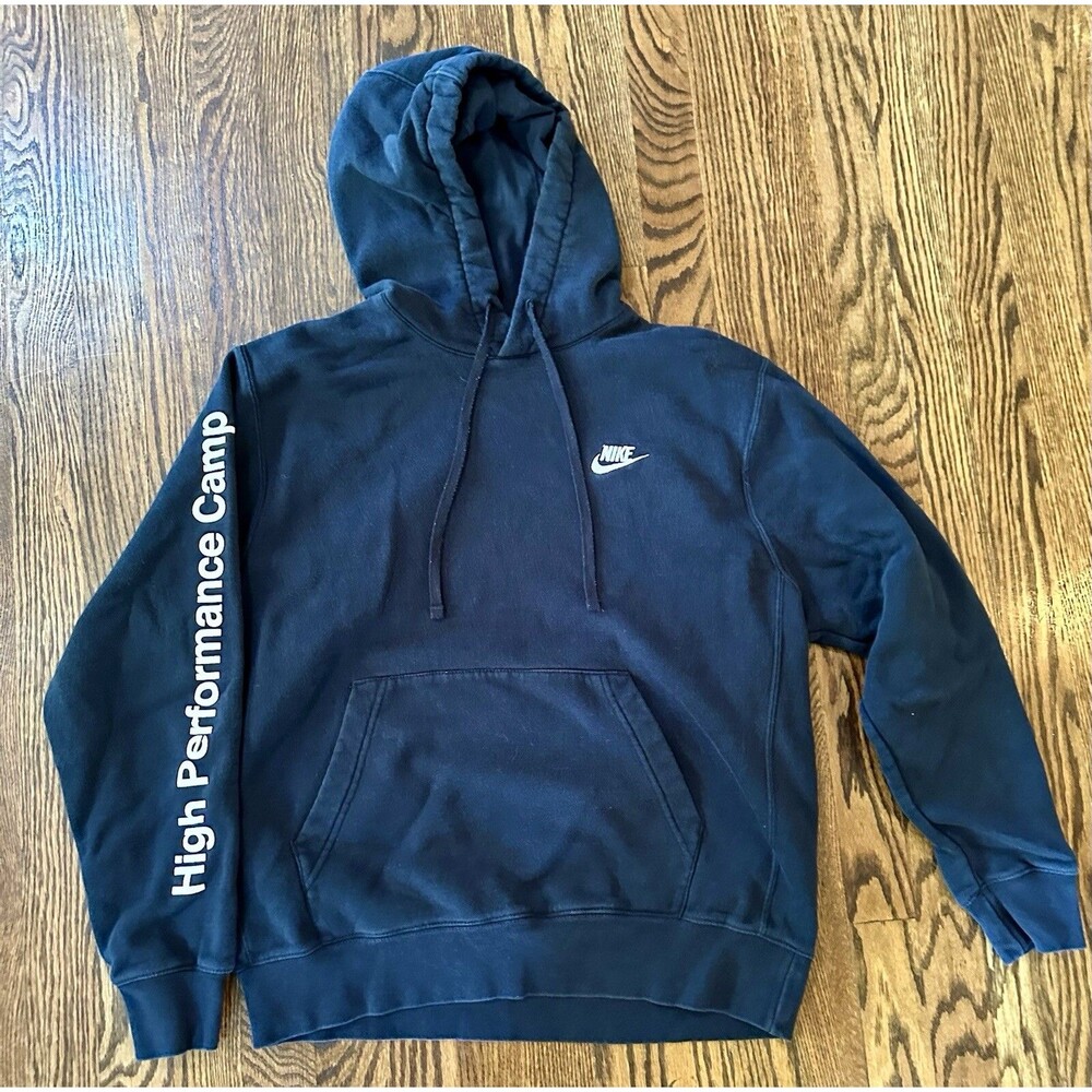 NIKE Running High Performance Camp Black Hoodie‎ Mens Size Medium Pullover EUC